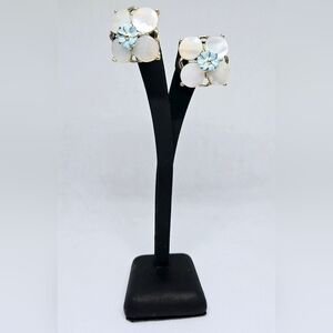 Vintage 1960s Opalite Floral Earrings Gold Tone Screw Back MCM